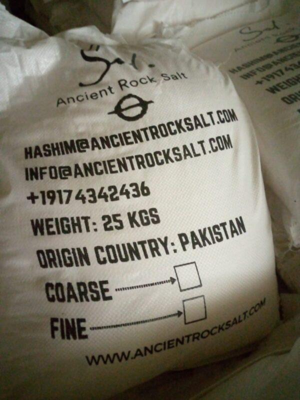 25 Kg. Bulk Ingredient Fine & Coarse Grain Salt Bag